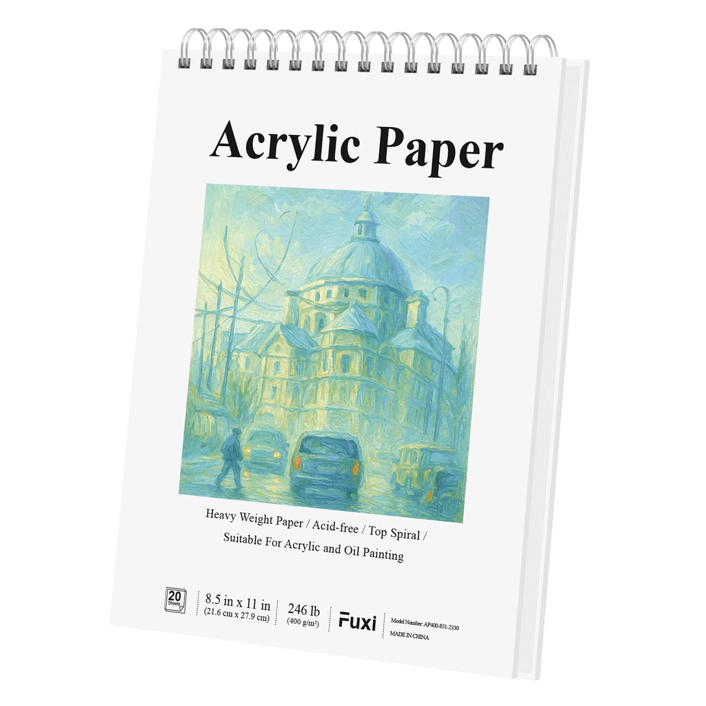 Fuxi Acrylic Sketchbook 8.5x11, 20 Sheets(40page) Paint Paper for Acrylic Painting, 246 lb/ 400gsm Paper for Paint Pens.