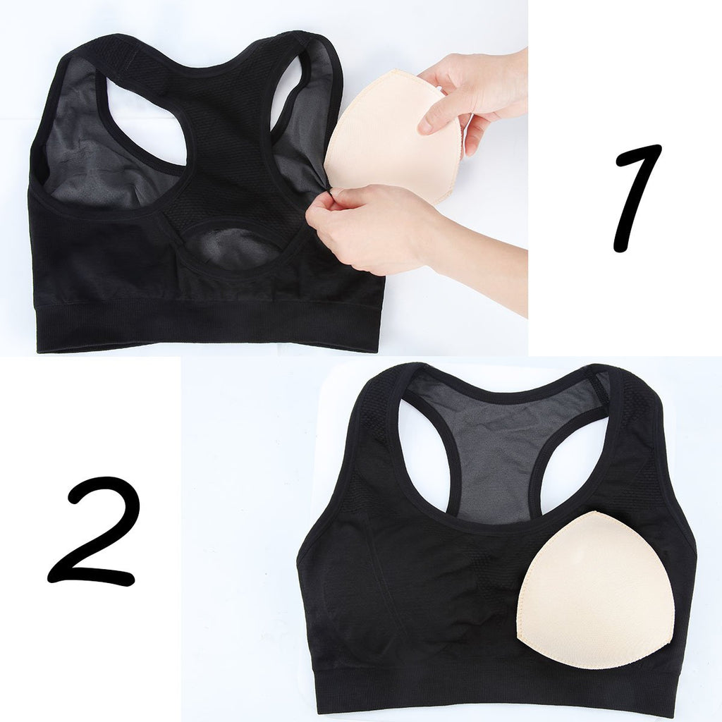 Bra Pad Inserts 4 Pairs, Bra Pads Sewn Padded for Sports Bra A/B C/D Cup Beige Black Optional (A/B Cup, Beige)