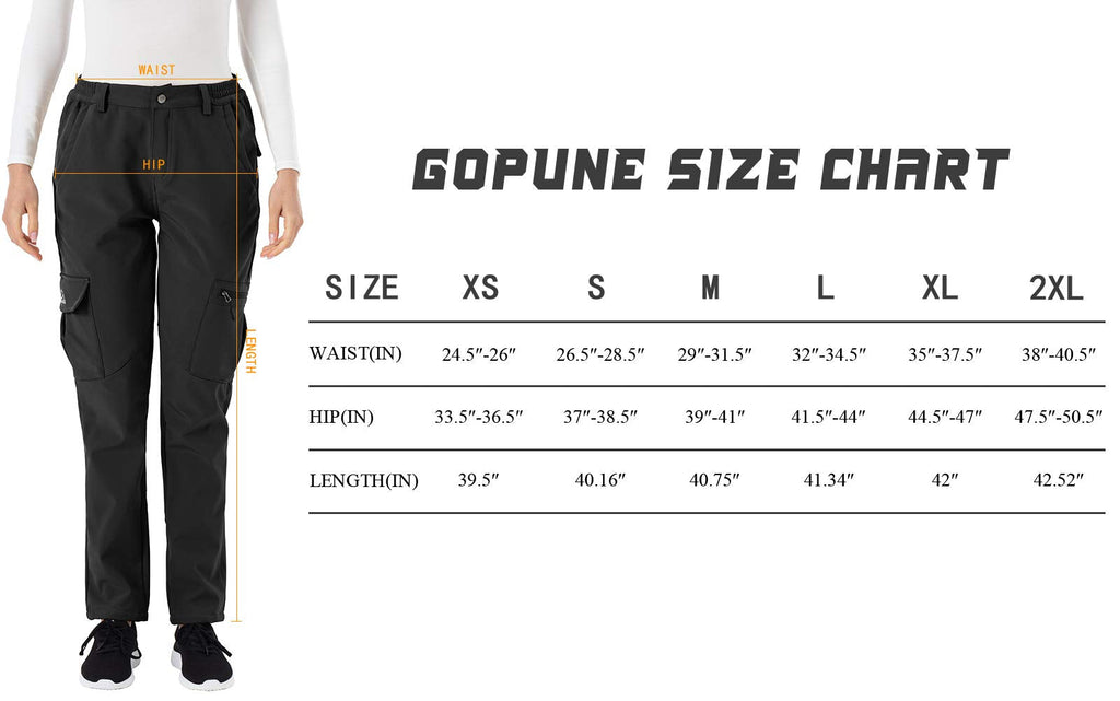 Gopune Women's Waterproof Windproof Outdoor Hiking Snow Ski Insulated Pants (Black,L)