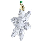 Swarovski Annual Edition 2024 Snowflake Ornament, Clear Faceted Crystal with Gold-Tone Metal Accents and Green Rayon Ribbon, Part of The Annual Edition Collection