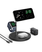 Anker MagSafe-Compatible iPhone 16 Wireless Charging Stand, MagGo 3 in 1 Wireless Charging Station, Qi2 Certified 15W Wireless Charger, Desk Accessory, for iPhone 16/15/14/13/12, Apple Watch, AirPods