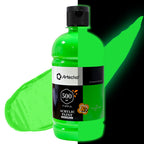 Artecho Green Glow in the Dark Acrylic Paint - Large Bottle 500ml / 17oz, Craft Paint for Canvas, Rocks, Wood, Fabric, Ceramic, Non-Toxic