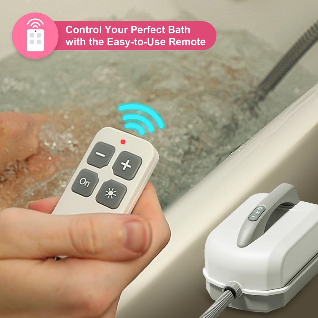 Flgocexs Bubble Bath Mat,Full Body Waterproof Spa Mat for Bathtub, 6-Speed Bubbles, Remote Control & Non-Slip Suction Cups for Home Relaxation