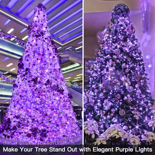 suddus Purple Christmas Lights Battery Operated, 66ft 200 LED Twinkle Lights Battery Operated, Purple Fairy Lights for Christmas Tree, Garland, Bedroom, Backyard, Porch, Yard, Party Decorations