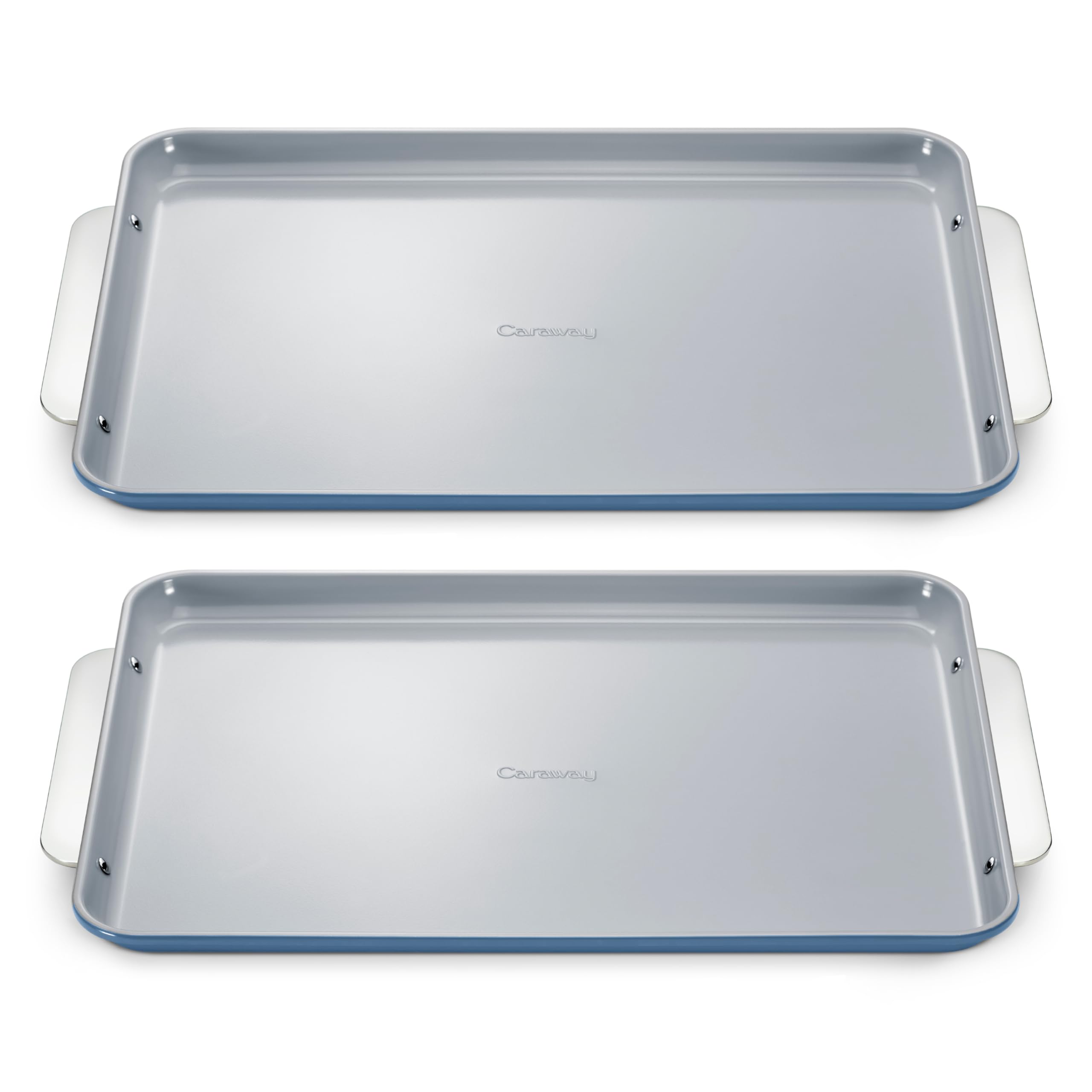 Caraway Non-Stick Ceramic Large Baking Sheet Duo - Naturally Slick Ceramic Coating - Non-Toxic, PTFE & PFOA Free - Perfect for Baking, Roasting, and More - Large (18" x 13") - Slate