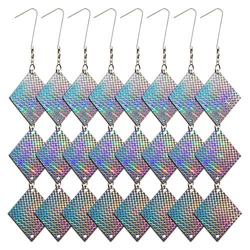 Holographic Reflective Bird Scare Discs for Woodpeckers and Pigeons, Bird Reflectors Scarer, Keep Birds Away, 24 Diamond-Shape Disks