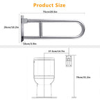 29.5 INCH Toilet Grab Bar Stainless Steel Handicap Rails Grab Bars Bathroom Support for Elderly Bariatric Disabled Commode Safety Hand Railing Guard Frame Shower Assist Aid Handrails Hand Grips