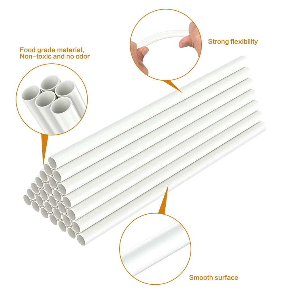 White Plastic Cake Dowel Rods for Tiered Cake Construction and Stacking Supporting Cake Round Dowels Straws with 0.4 Inch Diameter (9.5 Inch)
