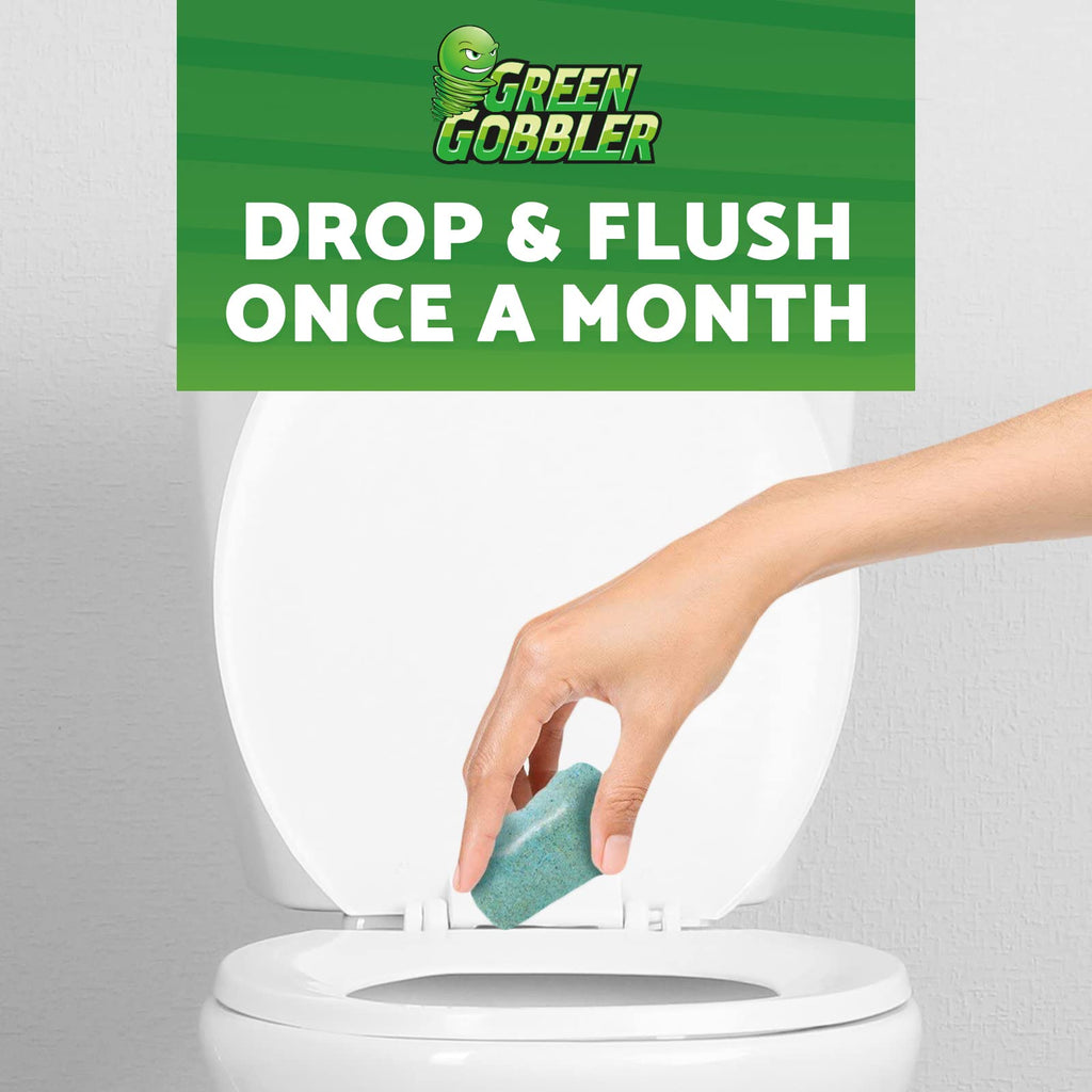 Green Gobbler Septic Tank Treatment Packets, 12 Month Supply - Natural Bacteria to Prevent Costly Septic Issues, Back-Ups, Foul Odor | Pod: Color May Vary