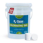 Rx Clear 3" Inch Chlorine Tabs | 50 Pounds | Individual Stabilized Chlorinating Tablets for Sanitizing Swimming Pools | Long Lasting, Slow Dissolving, and UV Protected