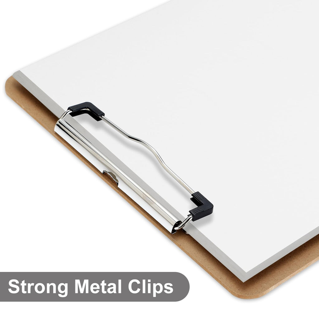 Wood Clipboards Set of 2, Letter Size Hardboard Clip Board 8.5x11 for Classroom, Students, Kid, A4 Standard Size 9" x 12.5" with Low Profile Clip, Office & School Supply