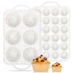 Silicone Muffin Pans for Baking, Metal Reinforced Frame Jumbo 6 Cups & Mini 24 Cups Cupcake Pan Nonstick Muffin Pan for Homemade Baking Easy to Handle