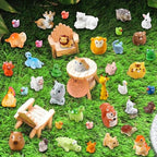 40pcs Mini Resin Animal 40 Styles Tiny Resin Animals Miniature Little Small Animal Figures Bulk for Micro Fairy Garden Landscape Accessories Dollhouse Hide Crafts Decor Aquarium Toys