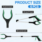 Tottist 6 Pack Grabber Reacher Tool for Elderly, 32" Extra Long Litter Stick Lightweight Handy Claw Grabber for Arm Extension Garbage Gripper Trash Pick up Litter Picker Garden(Green)
