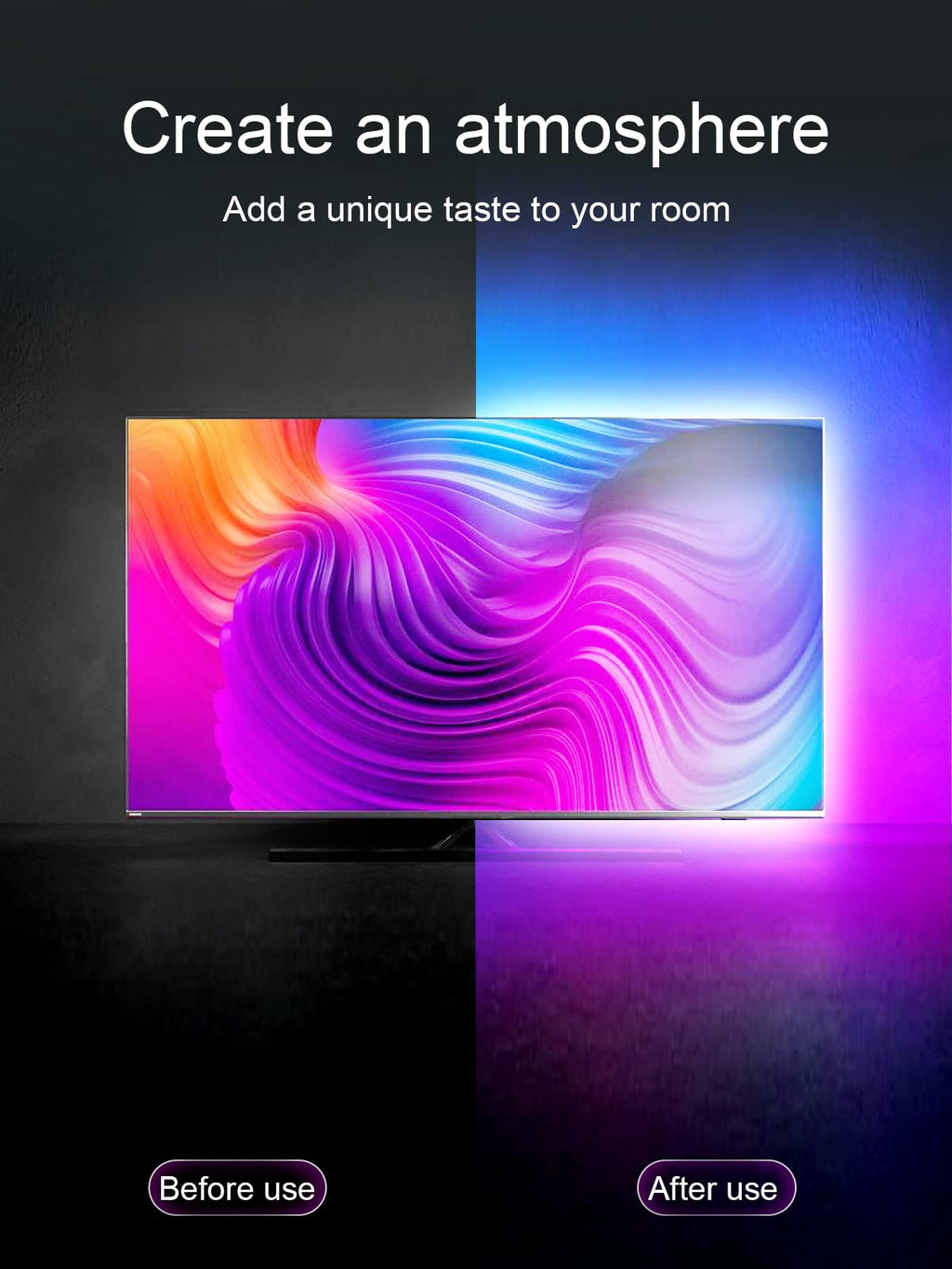 LED Lights for TV, 16.4ft LED Lights for 45-75 Inch TVs, RGB TV Backlight Behind, Music Sync Bluetooth APP & Remote Control Strip Lights USB Powered for Bedroom, Gaming, Home Décor