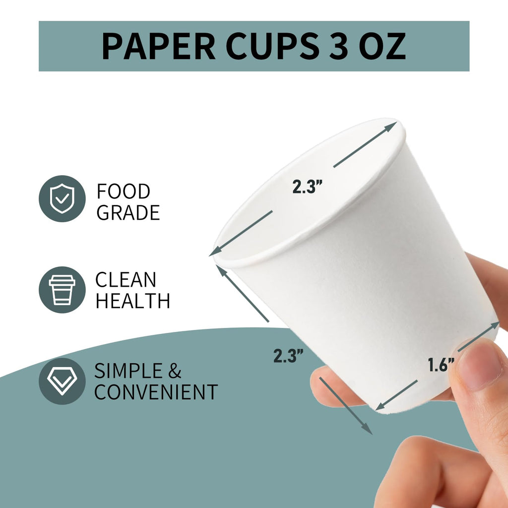 RACETOP [100 Pack] 3 oz Bathroom Paper Cups, Disposable Paper Cups, Mouthwash Cups, Paper Coffee Cups, Ideal for Bathroom