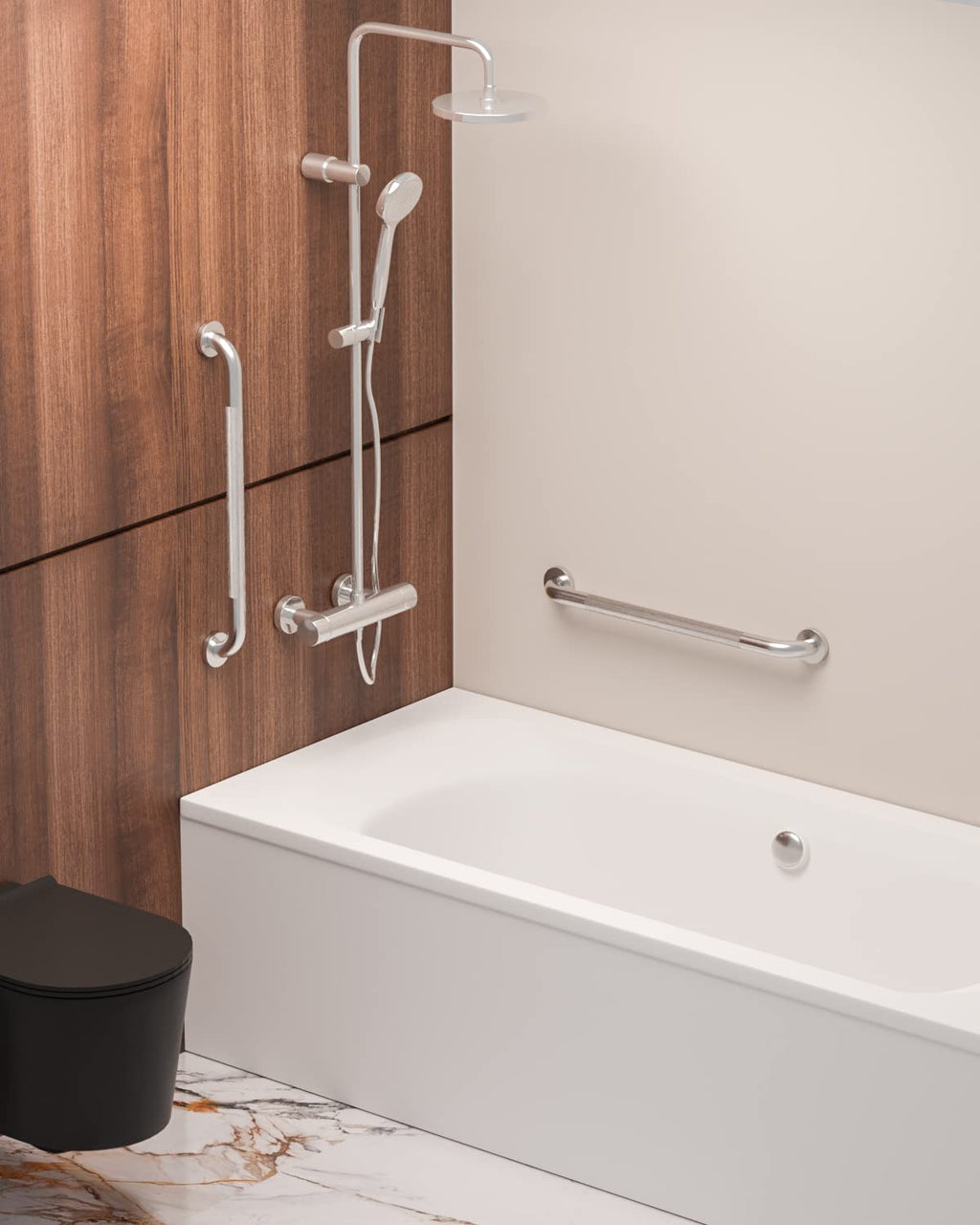 24 Inch Anti Slip Shower Grab Bar, Munzong Stainless Steel Bathroom Grab Bar, Satin Brushed Nickel Knurled Bathroom Balance Bar,Safety Hand Rail Support Handicap Elderly Senior Assist Bath Handle