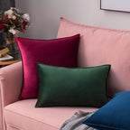 MIULEE Pack of 2 Decorative Velvet Throw Pillow Cover Soft Army Green Pillow Cover Solid Square Cushion Case for Christmas Sofa Bedroom Car 18x 18 Inch 45x 45cm