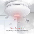 6 Pack 10 Year Battery Operated Smoke and Carbon Monoxide Detector, Portable Fire Co Alarm for Home and Kitchen (White)