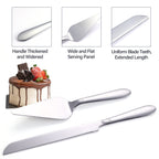Cake Cutting Set for Wedding, Elegant Cake Knife and Server Set with Thickened Stainless Steel and Rounded Edges, Cake Cutter and Pie Spatula for Birthday Anniversary Christmas Gift Set of 2, Silver