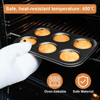 ASBAYSON 6 Packs Premium Steel Muffin Pan for Baking, Round Muffin Baking Pan, Baking Tray for Muffins, Cupcakes, Brownie(Black
