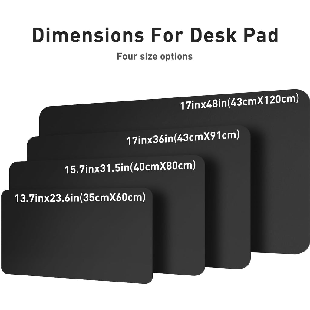 Non-Slip Waterproof PU Leather Desk Pad Protector for Mouse, Writing Desk, Office, Home, Laptop Blotter, 23.6" x 13.7", Black