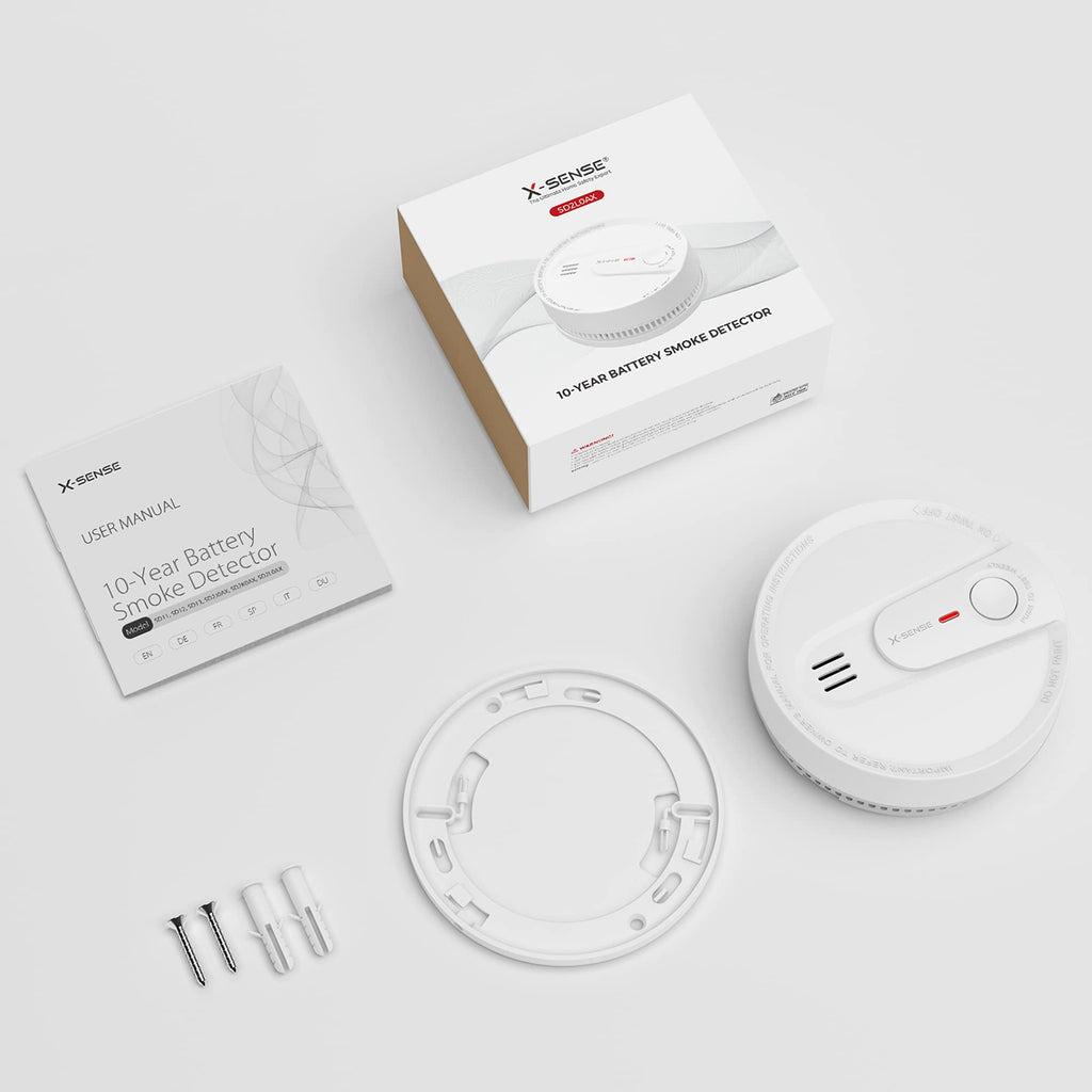 X-Sense Smoke Alarm, 10-Year Lithium Battery Life Fire Alarm with LED Indicator, Compliant with UL 217 Standard, SD2L0AX, Pack of 5