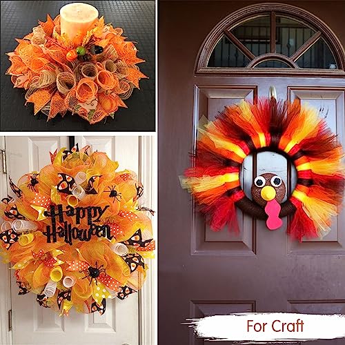 TONIFUL 2 Rolls 10 Inch Orange Decorative Mesh Ribbbon Rolls, Fabric Mesh with Foil for Mesh Wreath Supplies, Front Door Wreath Crafts Tree Decor Christmas NewYears Halloween Decoration (10 yds/roll)