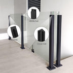 DOMART Black Glass Balustrade Post, 304 Stainless Steel Glass Railing Post for Steps, Balconies, Staircases, Decks, Patio Stairs, Pool Fence, Cannot Add Handrail Version (25.6 inch-End Post)