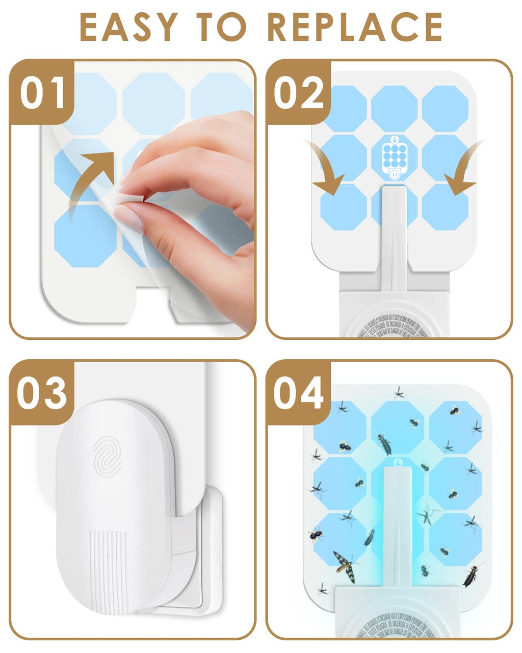 8 Pack Replacement Sticky Card for Safer Home SH502, Compatible with Dynatrap DT3005W Dot and for Safer Home SH502 Plug-in Indoor Replacement Glue Boards Refills