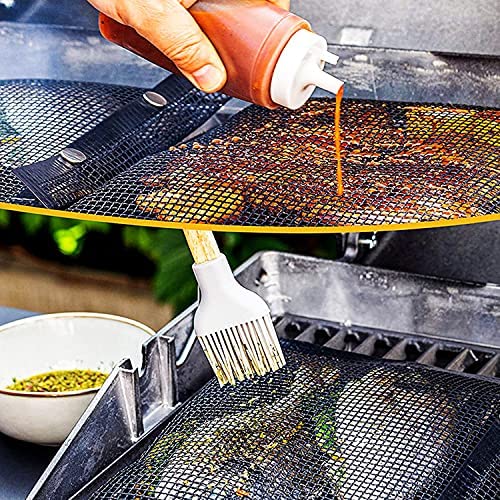 AOOCAN Mesh Grill Bags 13.1 x 10.6 Inch Set of 2-100% Non-Stick Heavy Duty Barbecue Grill Bags, Reusable and Convenient to Clean, Works on Charcoal Grill Outdoor Gas Charcoal Roast - Extended Warranty
