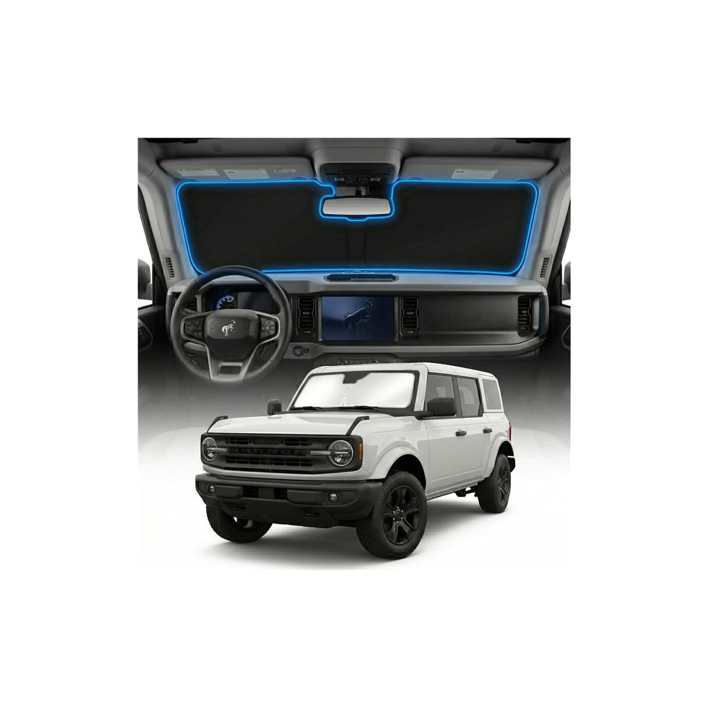 for Ford Bronco Sun Shade Windshield Cover - Custom Fit Bronco Accessories 2021-2024 2025 Sunshade Foldable UV Protection & Heat Shield Sun Visor Accessories