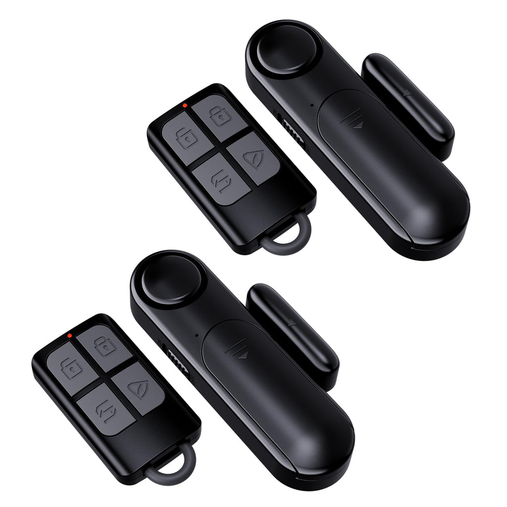 Door Alarms with Remote When Opened 2-Pack, 120dB Door/Window Opening Sensor for Kid Safety/Home Security, House/Apartment/Business Entry/Pool Sliding Door, Monitor Alert for Dementia/Elderly, Black