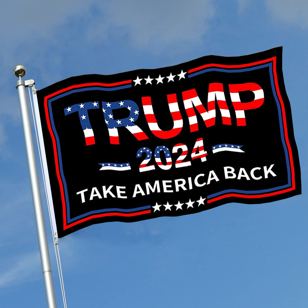 Trump 2024 Flag 3x5 Outdoor Double Sided 3 Ply-Donald Trump Take America Back Flags Vivid Color Clear Pattern Reinforcement Sewing Durable Polyester for President Flag