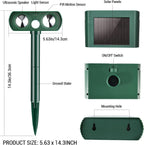 Lubatis 2 Pack Ultrasonic Solar Animal Repellent Animal Repeller to Repel Cat, Dog, Squirrel, Deer, Raccoon, Skunk, Rabbit, Waterproof with Motion Detector Green