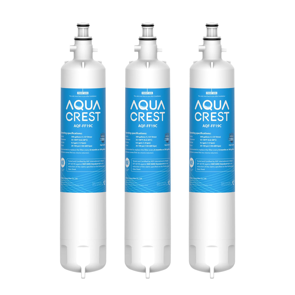 AQUA CREST Replacement for GE® RPWFE, RPWF (with CHIP) Refrigerator Water Filter, Compatible with GYE22HMKES, GYS22GMNES, GYE22HBLTS, DFE28JSKSS, GFE28HMHES, GNE29GYNFS, GFE28GYNFS, 3 Filters
