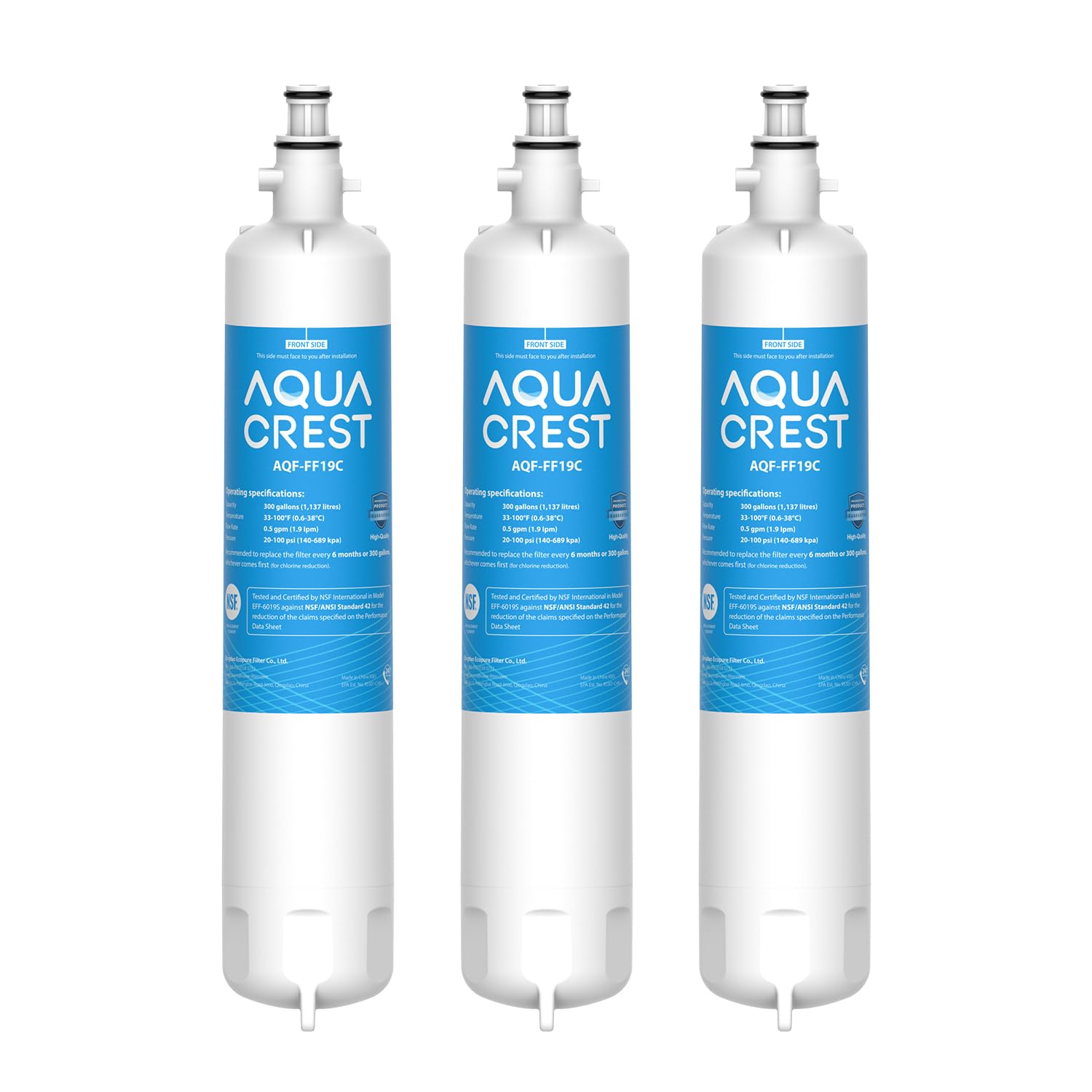 AQUA CREST Replacement for GE® RPWFE, RPWF (with CHIP) Refrigerator Water Filter, Compatible with GYE22HMKES, GYS22GMNES, GYE22HBLTS, DFE28JSKSS, GFE28HMHES, GNE29GYNFS, GFE28GYNFS, 3 Filters