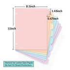 8 Tabs Long-Lasting Plastic Write & Erase Large Tabs Dividers for 3 Ring Binder, Aesthetic Cute Pastels Binder Dividers for Student, Teacher, Office, Home Organizers, 1 Set, Pastels Color