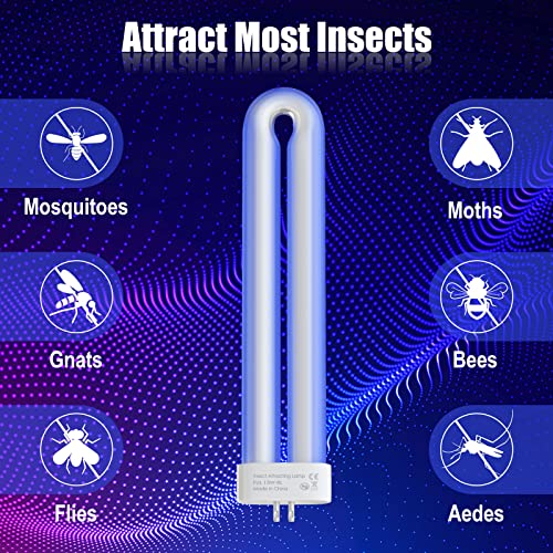 Klahaite Replacement Bulb for K15, X3,T6, T8, T9 Bug Zapper Outdoor, 4-pin, 15W Single U-Shaped Twin Tube Bulb