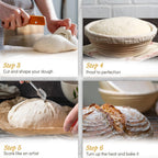 Superbaking Banneton Bread Proofing Basket, Sourdough Bread Baking Supplies, Round 9 Inch Sourdough Starter Kit, Proofing Basket for Bread Baking, Bread Making Supplies Tools, Banneton Basket Gift Set