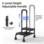 2 Step Stool with Handle for Seniors - Adjustable Handrail &Non-Skid Platform, Heavy Duty 2 Step Stool for Adults, Elderly, Foot Stool for Bedside, Kitchen, Car, Bathtub,Holds up to 440lbs
