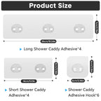14 Pack Shower Caddy Adhesive Replacement, Strong Adhesive Hooks, Waterproof Shower Adhesive Strips, No Drilling, for Bathroom Storage Shelves and Kitchen Racks
