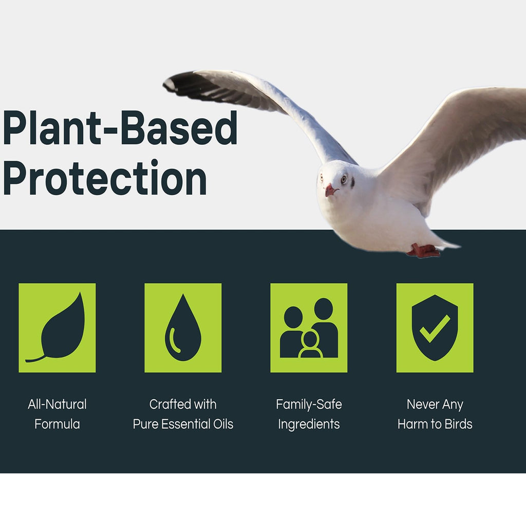 Bird Repellent Spray (32 OZ) Deter Birds from Outdoor Surfaces, Garden Areas Deterrent Natural Woodpecker, Pigeon and More Natural