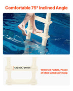 VEVOR Swimming Pool Ladder, 75°Inclined 5-Step Double Handrails Stair, Non-Slip Heavy Duty Steps, Load Capacity 300 lb, for 48-54 in Inground & Above-Ground Pools of Any Deck Surface Indoor & Outdoor