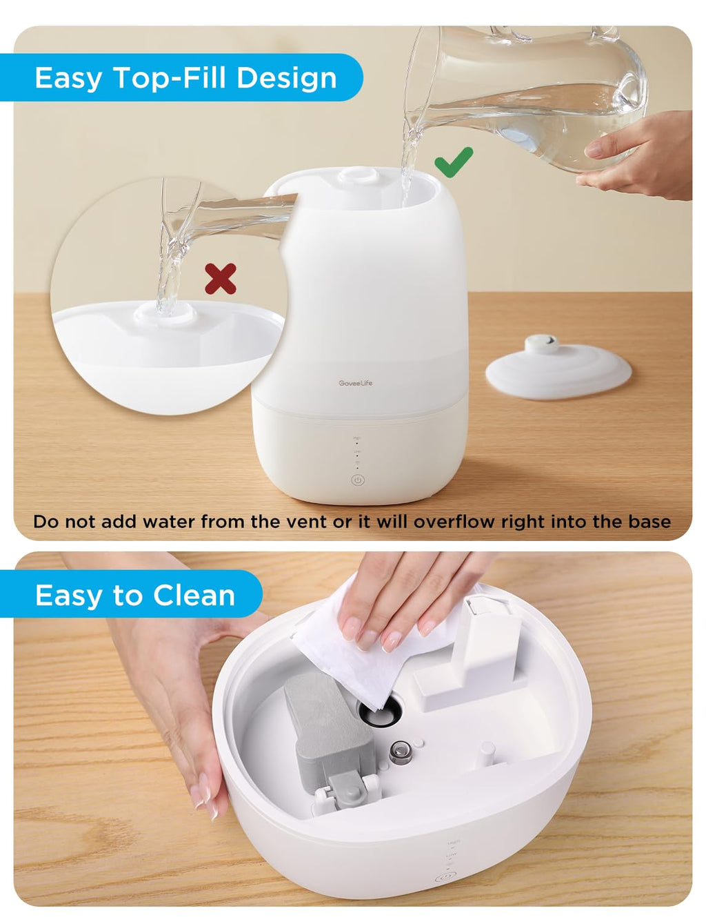GoveeLife Smart Humidifiers for Bedroom, 3L Top Fill Cool Mist Humidifiers with Essential Oil Diffuser, Humidity Control, WiFi Air Humidifier with Night Light, for Baby, Plants, Home, Work with Alexa