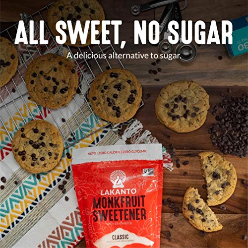 Lakanto Monk Fruit Sweetener With Erythritol, White Sugar Substitute From Monk Fruit Extract, Classic White Sugar Replacement for Baking, Coffee & Tea, Gluten Free, Low Carb, Non GMO, Keto, 1.76 LB Bag