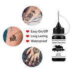 Jacknb Temporary Tattoo Kit, Semi Permanent Tattoo Jagua Gel Freehand Ink 4 Bottles 2oz DIY Tattoos Fake Freckles Temp Tattoos for Women Kids Men Body Art Markers 40 Pcs Free Tattoos Stencils