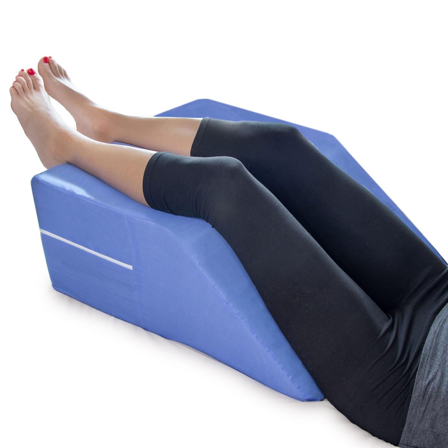 DMI Wedge Pillow, Leg Pillow, Bolster Pillow, FSA Eligible Incline Pillow for Leg Elevation, Snoring, Circulation, Pregnancy, Sciatica, Leg Rest or Foot Elevation, Blue, 30.5 x 20 x 10