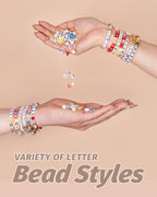 DoDoBeads Gold Letter Beads for Bracelets - 1270Pcs Square Acrylic A-Z with Extra Vowels, Numbers and Spacers - Ideal for Necklaces and Friendship Kits