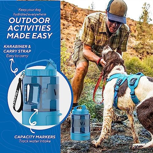 Dog Water Bowl Dispenser 77oz, Large Pet Dog Water Bottle Portable with Pull-Out Travel Water Bowl for Dogs, Portable Water Bowl for Dogs on The Go, Camping Essentials Hiking Traveling Accessories